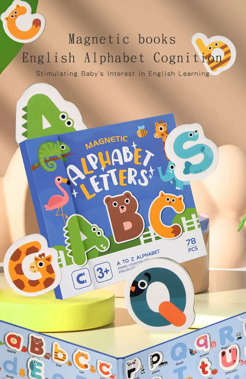 Montessori Quiet Book – Magnetic Letter Spelling & Puzzle Game for Kids