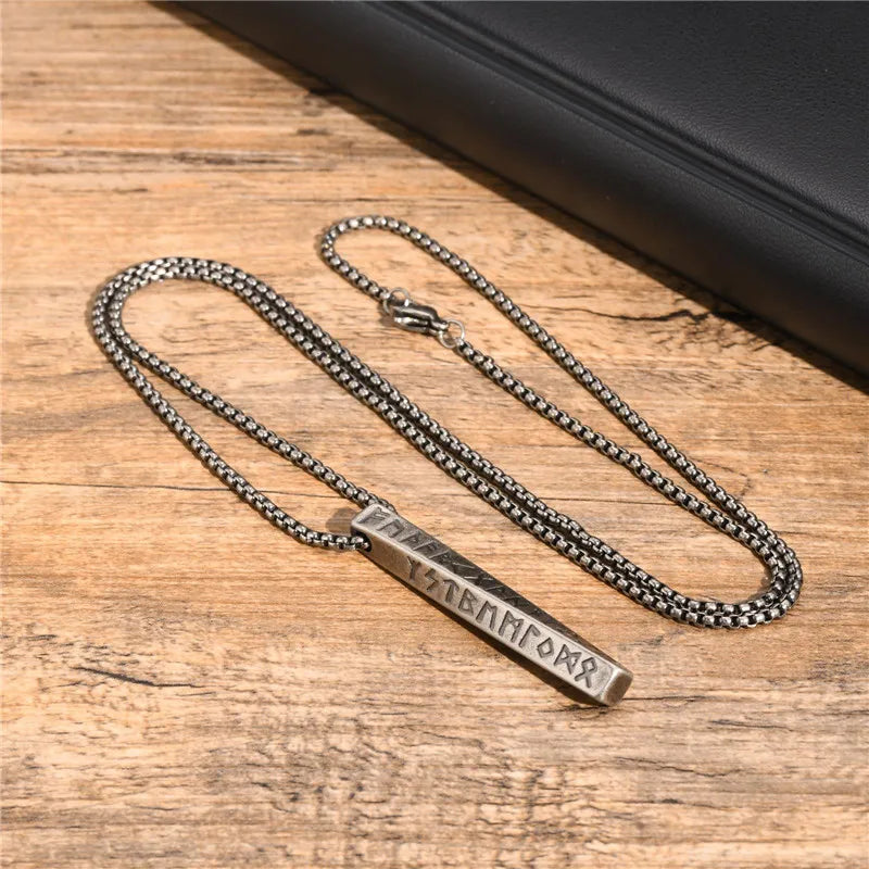 Viking Runes Valknut Necklace – Norse Mobius Pendant for Men & Boys
