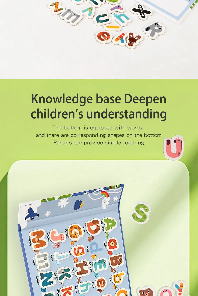 Montessori Quiet Book – Magnetic Letter Spelling & Puzzle Game for Kids