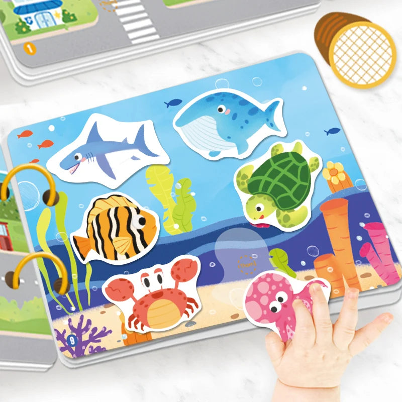 Montessori Busy Book – Early Learning Sticker Activity for Toddlers
