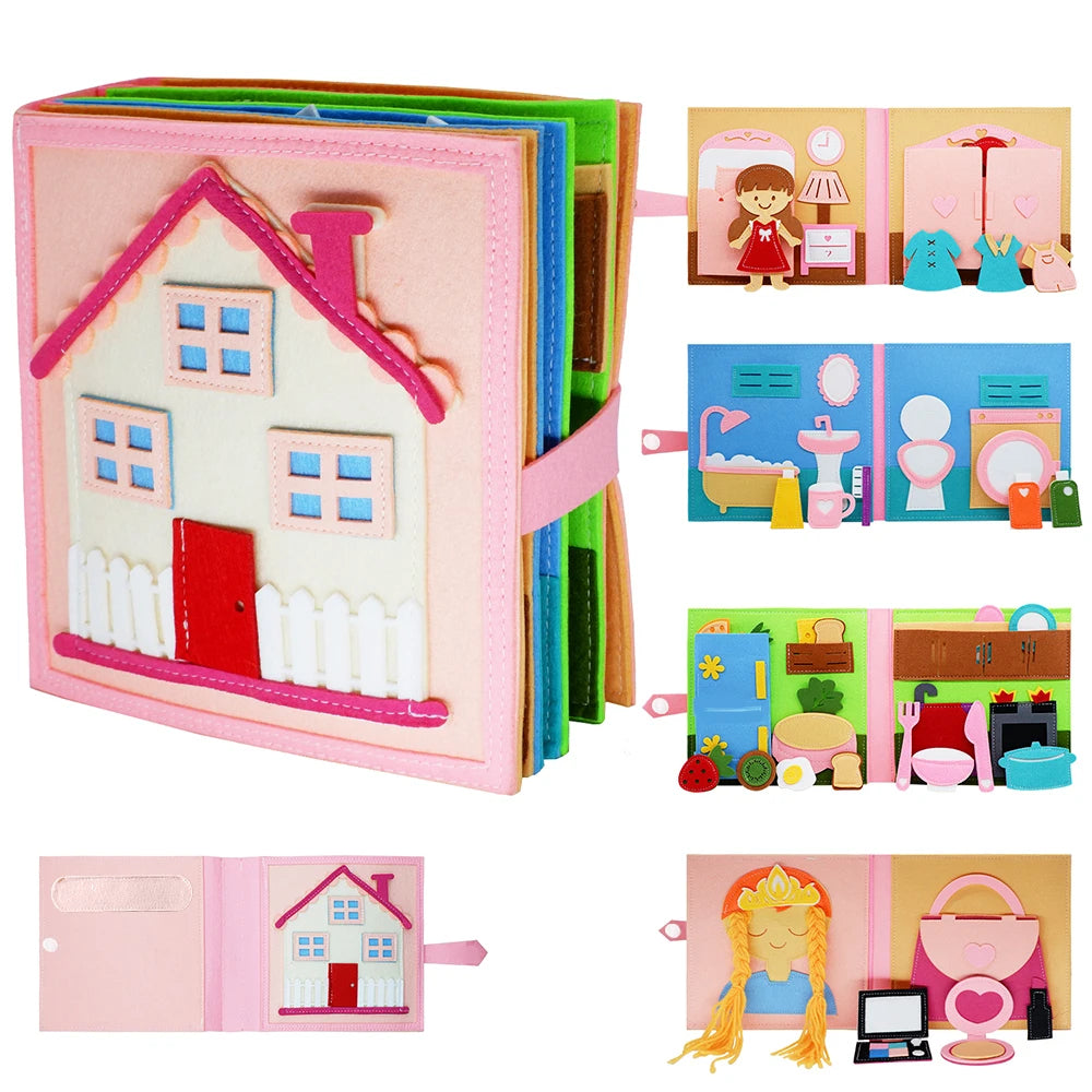 Montessori Busy Book – 3D Felt Activity Book for Toddlers & Preschoolers