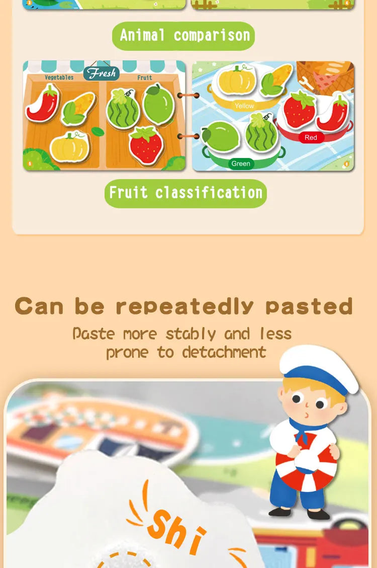 Montessori Busy Book – Early Learning Sticker Activity for Toddlers