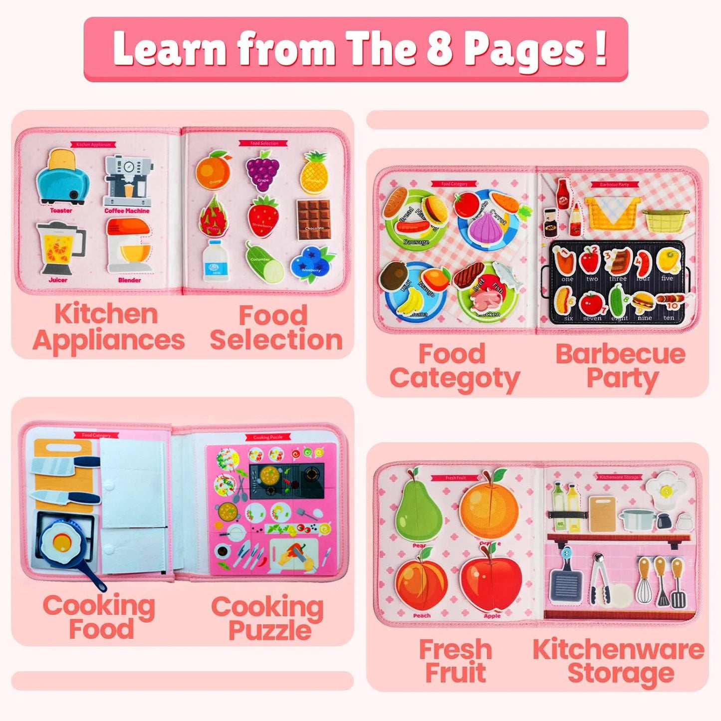 Montessori Busy Book – 3D Felt Activity Book for Toddlers & Preschoolers