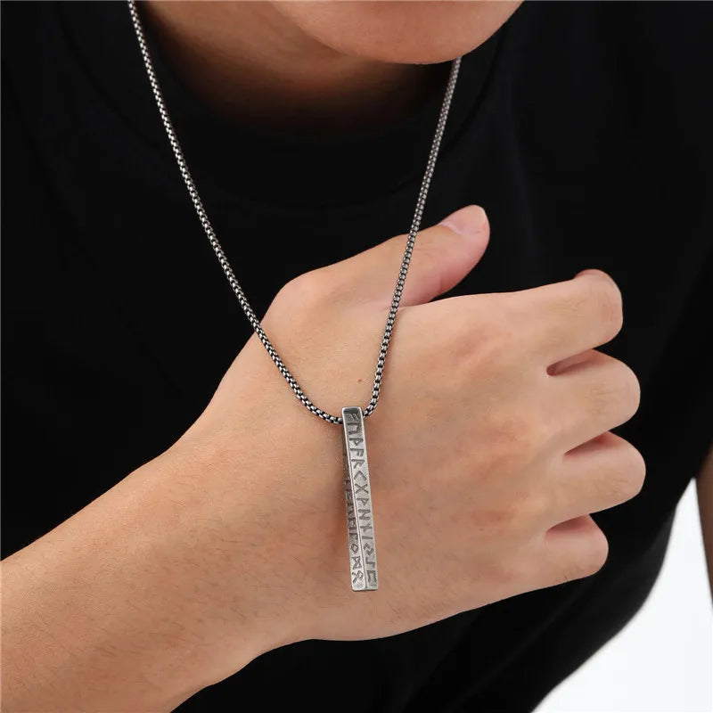 Viking Runes Valknut Necklace – Norse Mobius Pendant for Men & Boys