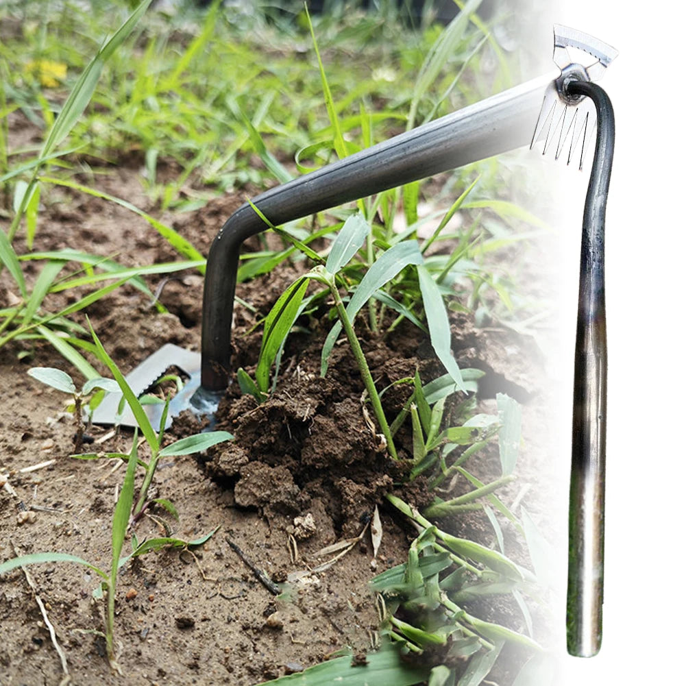 2-in-1 Manganese Steel Hand Weeder Multifunctional Garden Rake Agricultural Weed Puller Shovel Grass Rooting Soil Loosening Tool