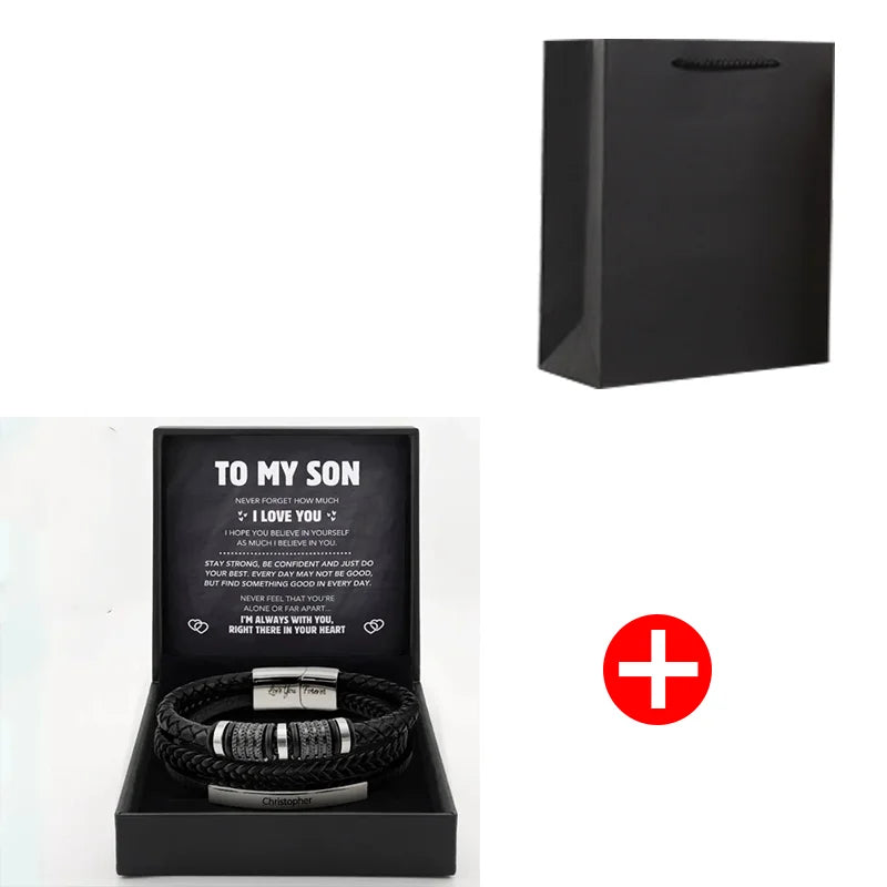 To My Son – Forever Linked Woven Leather Bracelet