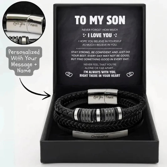 To My Son – Forever Linked Woven Leather Bracelet