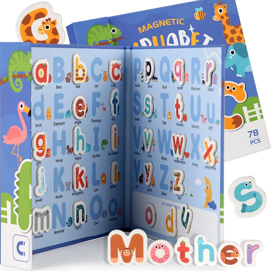Montessori Quiet Book – Magnetic Letter Spelling & Puzzle Game for Kids