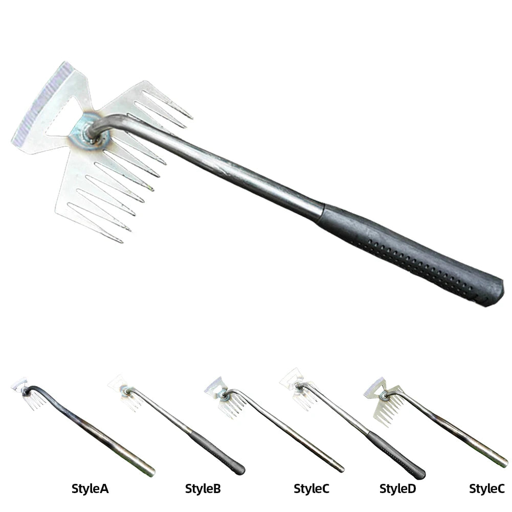 2-in-1 Manganese Steel Hand Weeder Multifunctional Garden Rake Agricultural Weed Puller Shovel Grass Rooting Soil Loosening Tool