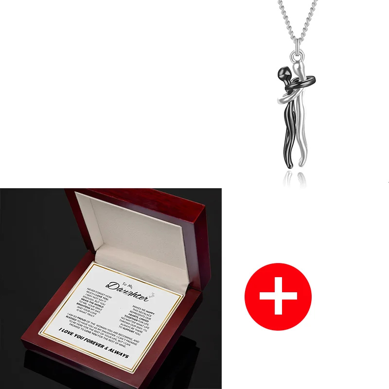 To My Daughter – Personalized Embrace Necklace with Wooden Gift Box