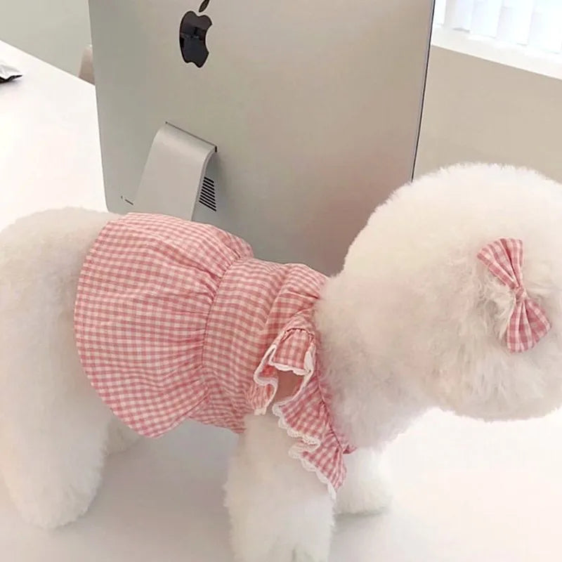 Winter Dog Princess Dress Set – Bow & Clip Included