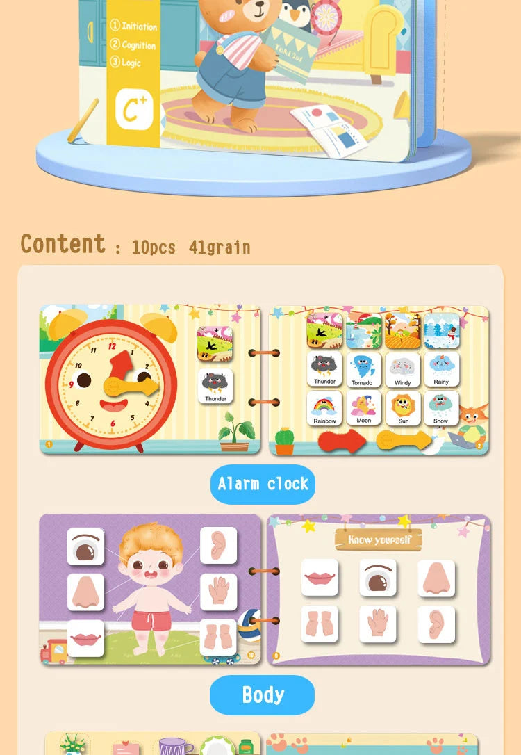Montessori Busy Book – Early Learning Sticker Activity for Toddlers