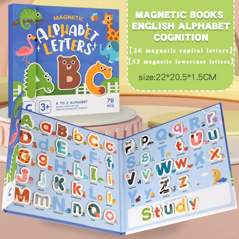 Montessori Quiet Book – Magnetic Letter Spelling & Puzzle Game for Kids