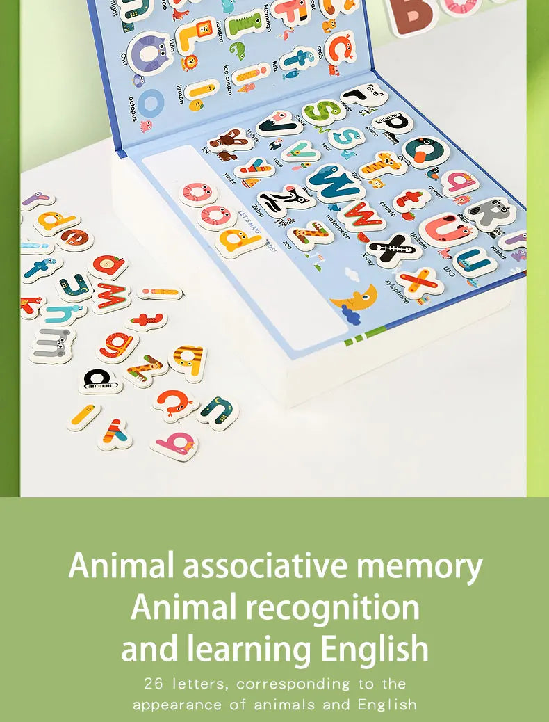 Montessori Quiet Book – Magnetic Letter Spelling & Puzzle Game for Kids