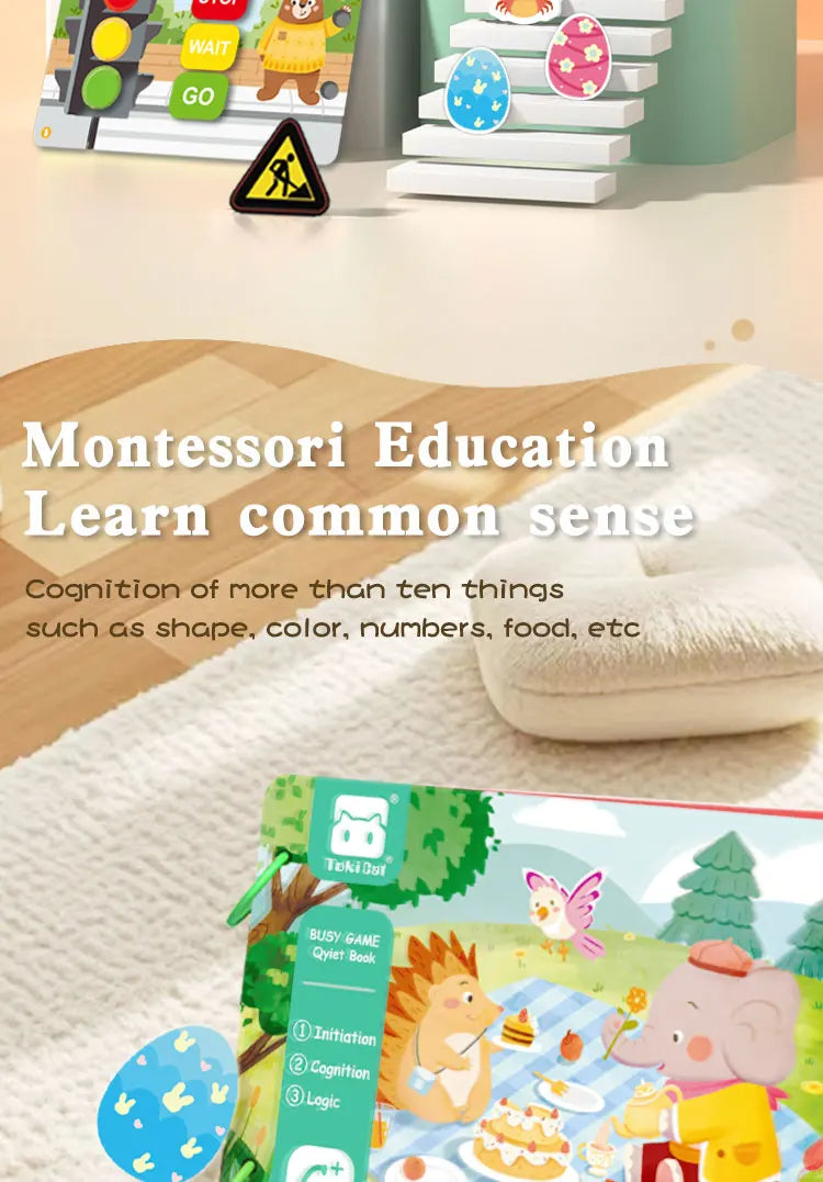 Montessori Busy Book – Early Learning Sticker Activity for Toddlers