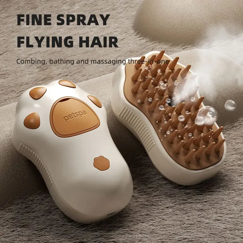 3-in-1 Steam Cat Brush – Grooming, Massage & Hair Removal