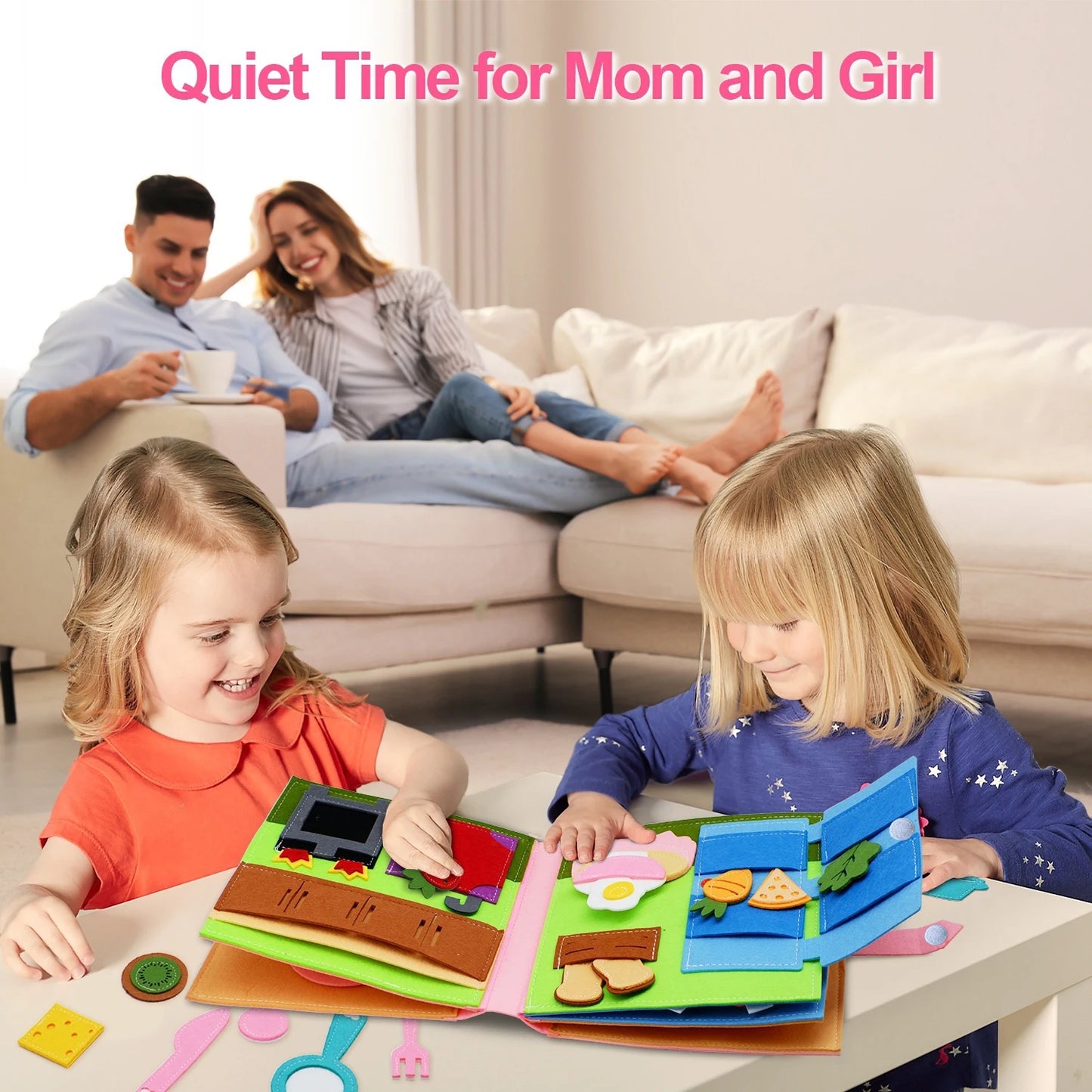 Montessori Busy Book – 3D Felt Activity Book for Toddlers & Preschoolers