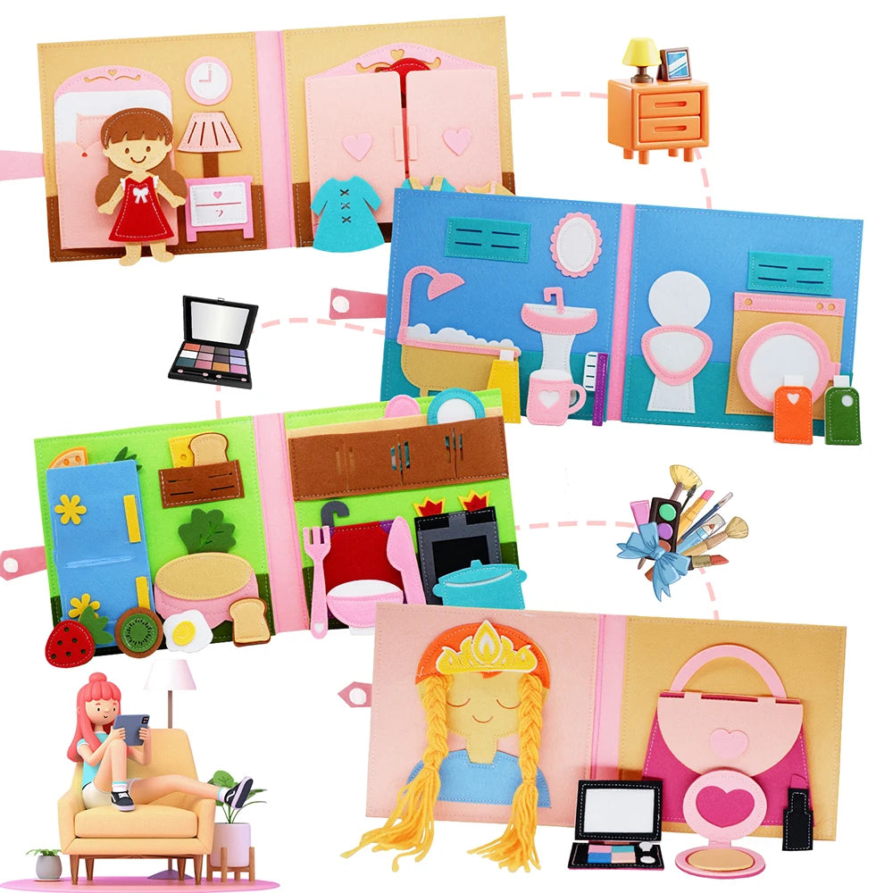 Montessori Busy Book – 3D Felt Activity Book for Toddlers & Preschoolers