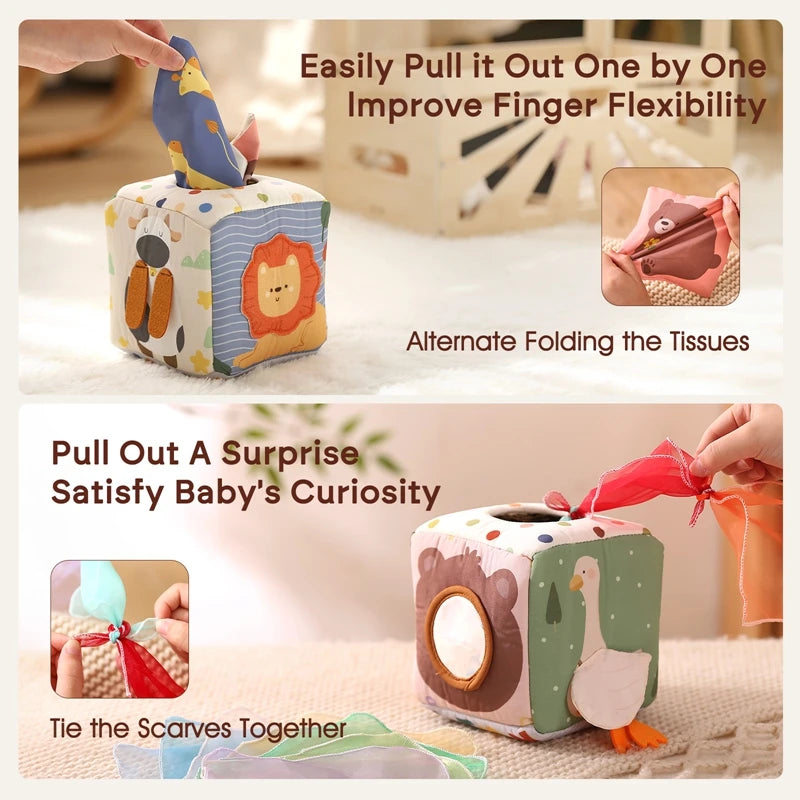 Montessori Magic Tissue Box – Soft Sensory Toy for Babies