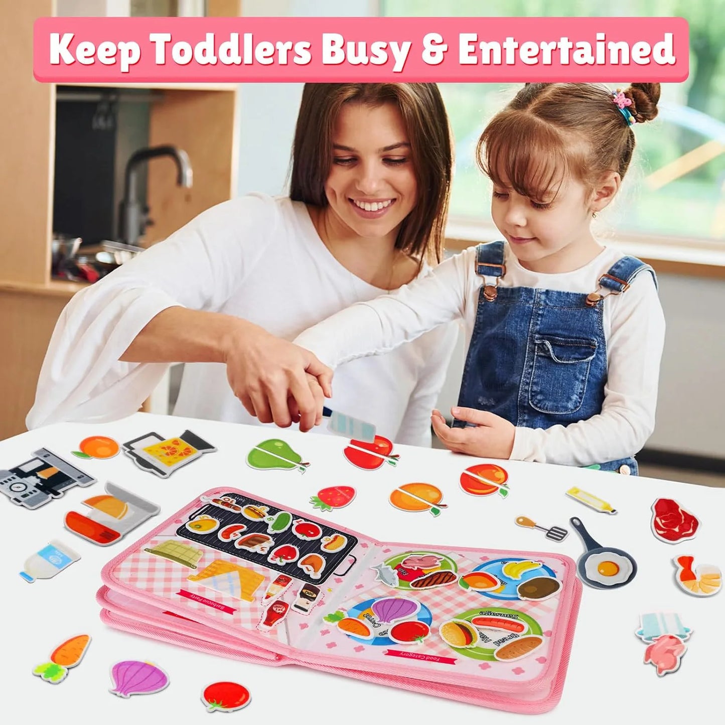 Montessori Busy Book – 3D Felt Activity Book for Toddlers & Preschoolers