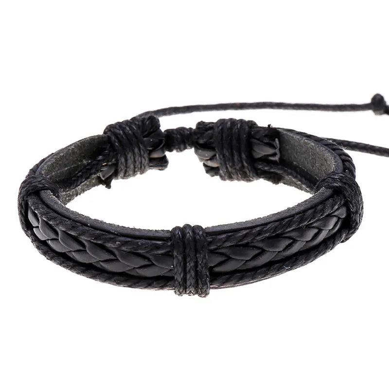 Modyle Gothic Leather Bracelet Set – Punk Wings & Charms for Men