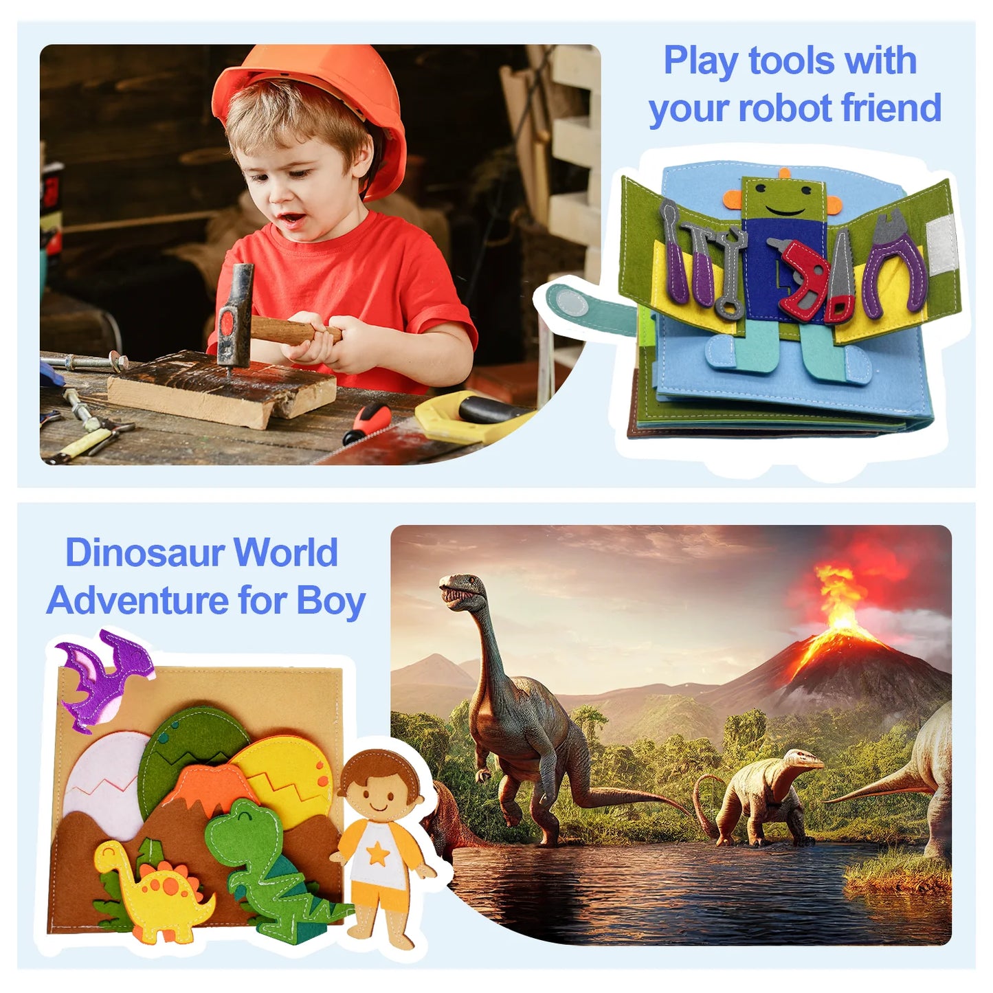 Montessori Busy Book – 3D Felt Activity Book for Toddlers & Preschoolers