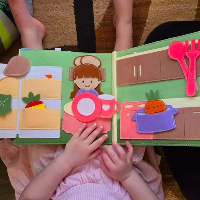 Montessori Quiet Book – Handmade Felt Busy Board for Travel & Learning