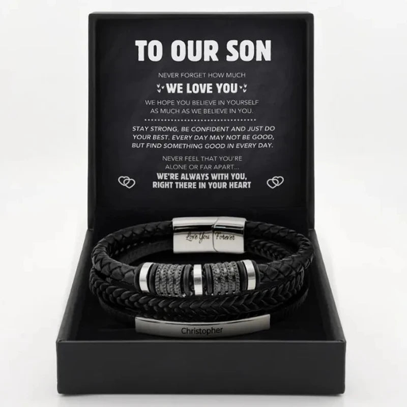 To My Son – Forever Linked Woven Leather Bracelet