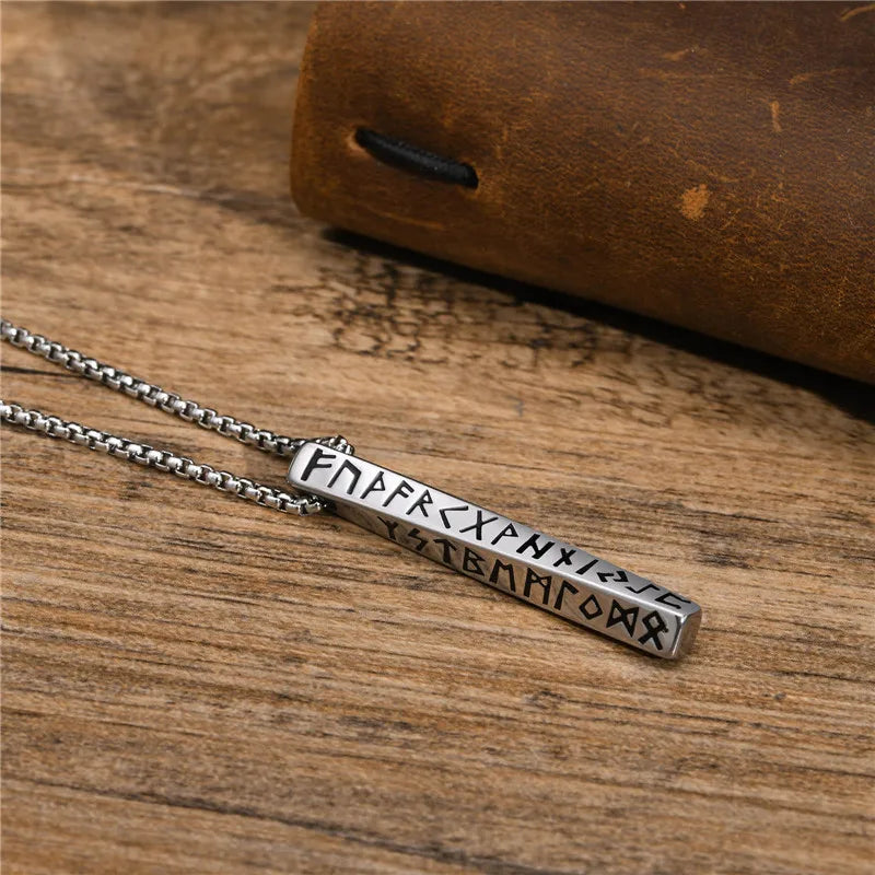 Viking Runes Valknut Necklace – Norse Mobius Pendant for Men & Boys