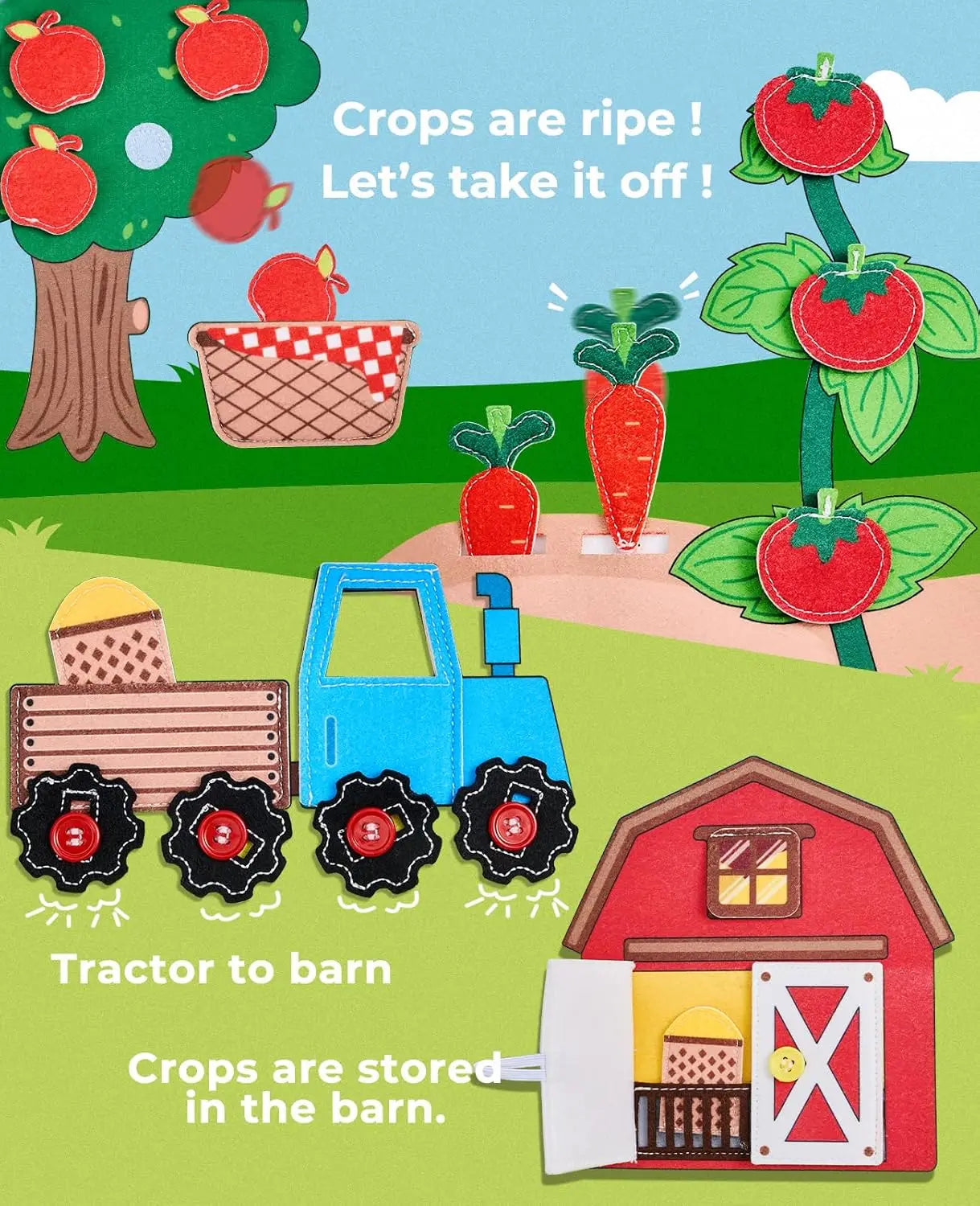 Montessori Busy Book – 3D Felt Activity Book for Toddlers & Preschoolers