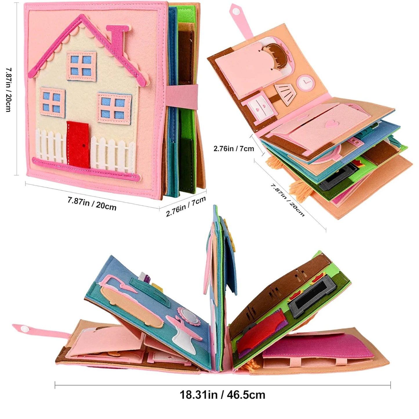 Montessori Busy Book – 3D Felt Activity Book for Toddlers & Preschoolers