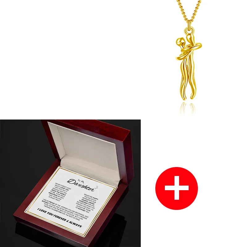 To My Daughter – Personalized Embrace Necklace with Wooden Gift Box