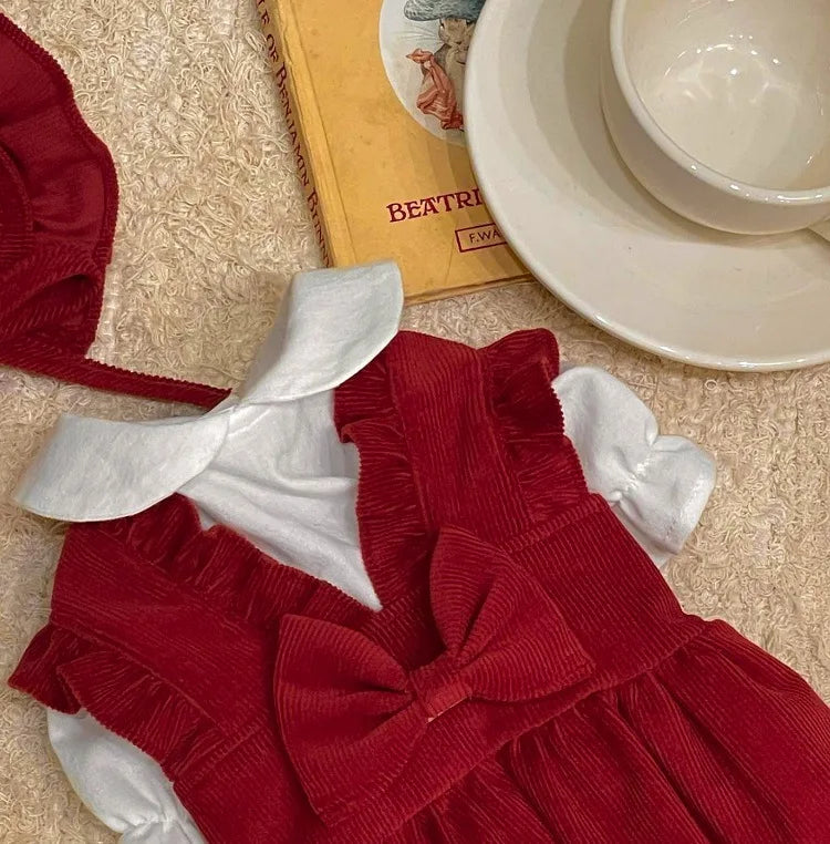 Winter Dog Princess Dress Set – Bow & Clip Included