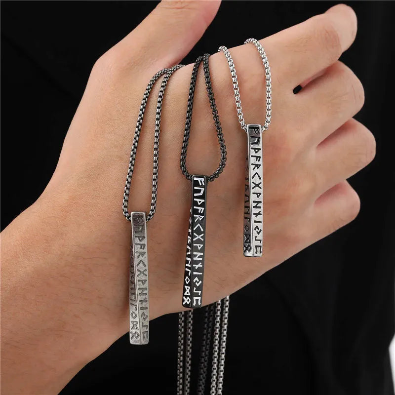 Viking Runes Valknut Necklace – Norse Mobius Pendant for Men & Boys